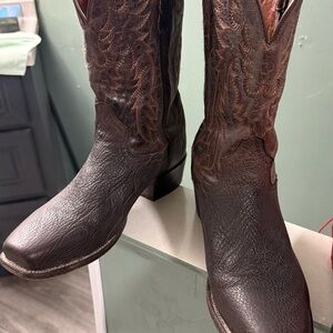 Dan Post Dark Brown Embroidered Western Cowboy Boots